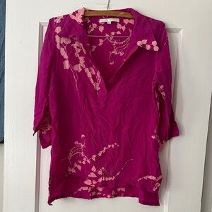 Erica Tanov silk Fuchsia natural dye Floral Women's Blouse 2